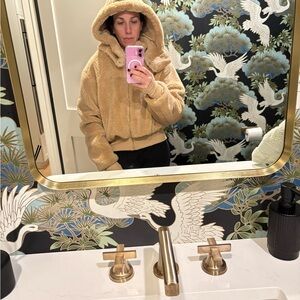 ALO Yoga Cozy Tan Bomber Jacket